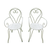 Pair of wrought iron armchairs