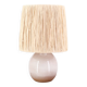 Lampe beige en céramique, abat jour en raphia, années 60