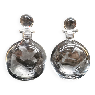 Carafes cristal decanter crystal cut steuben usa decoration game hunter hunting