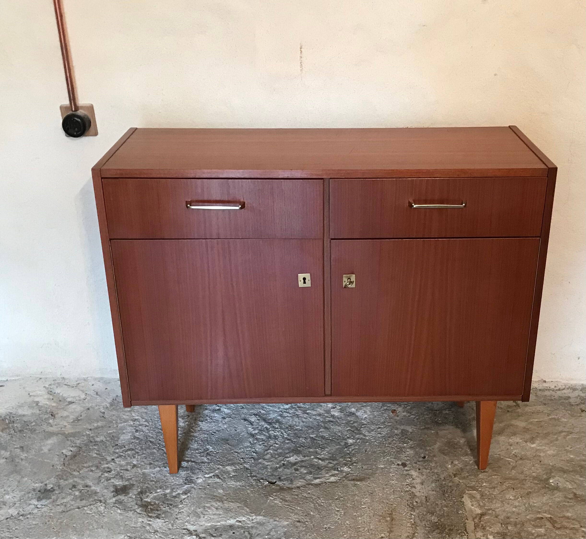 Sideboard vintage storage cabinet walnut veneer bond