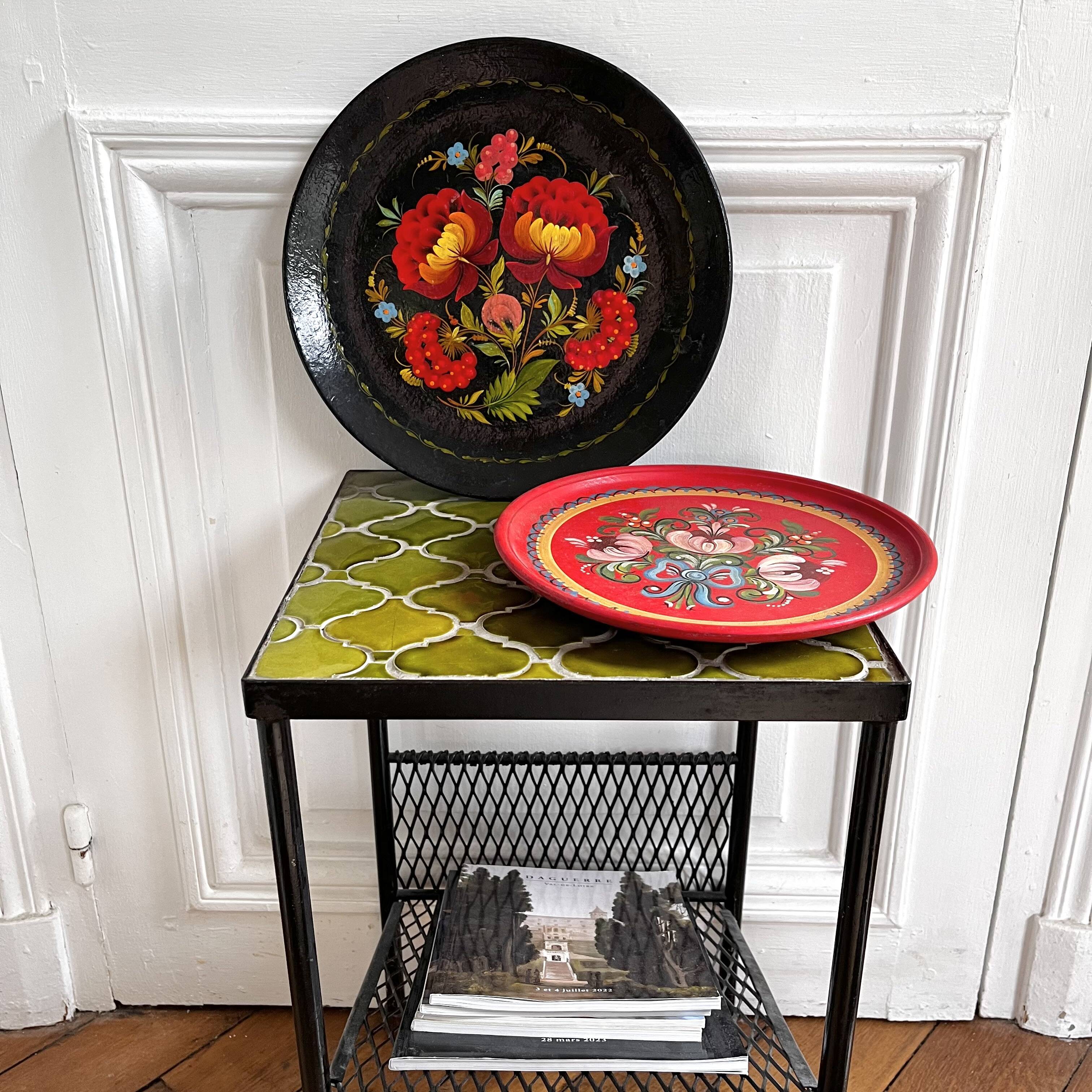 Hand-painted decorative wooden plates