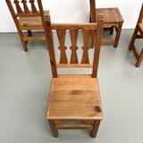 Set of 4 pine chairs, 1970s