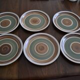 Set of 6 gien plates in colored stoneware