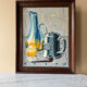 Blue yellow still life painting