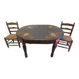 Set of a painted table with its 5 chairs