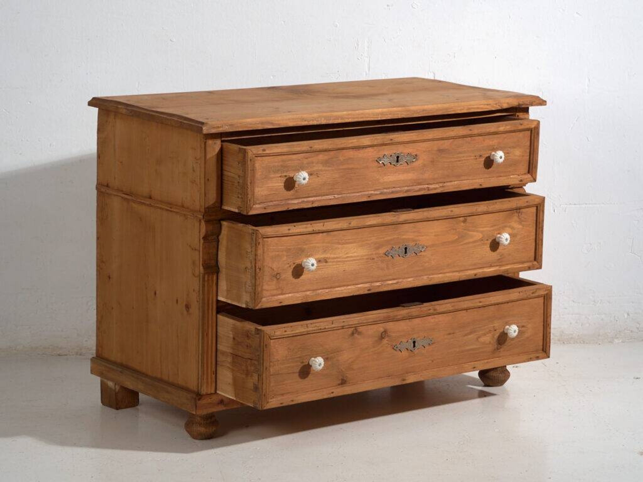 Antique solid pine chest of drawers – European rustic furniture – circa 1900