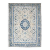 1970s Vintage Persian Handmade Wool Cotton Beige Area Rug 294x398