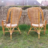 Pair of vintage rattan armchairs