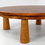 Round parquet coffee table with conical legs, spain