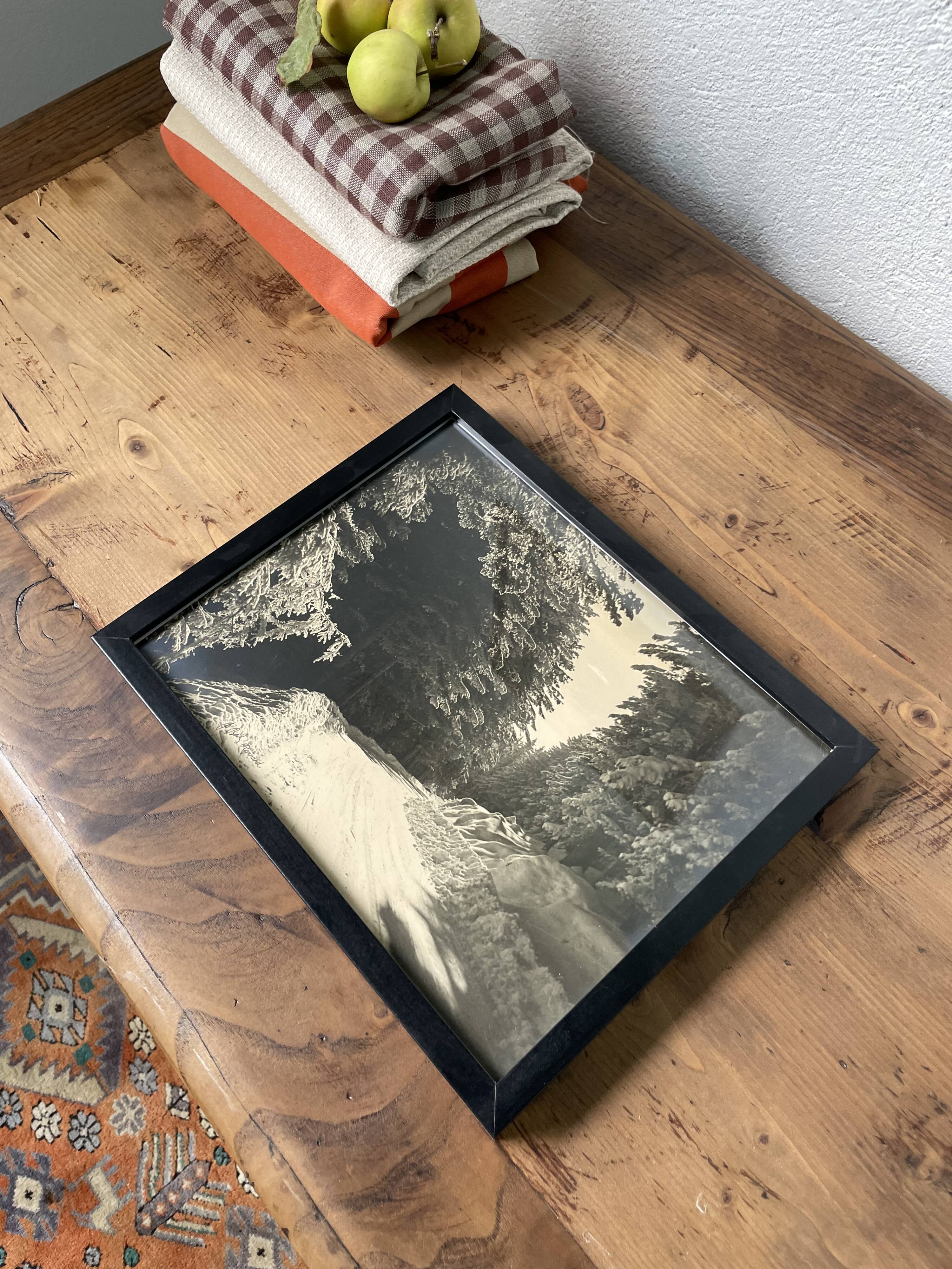 Old photograph snowy landscape