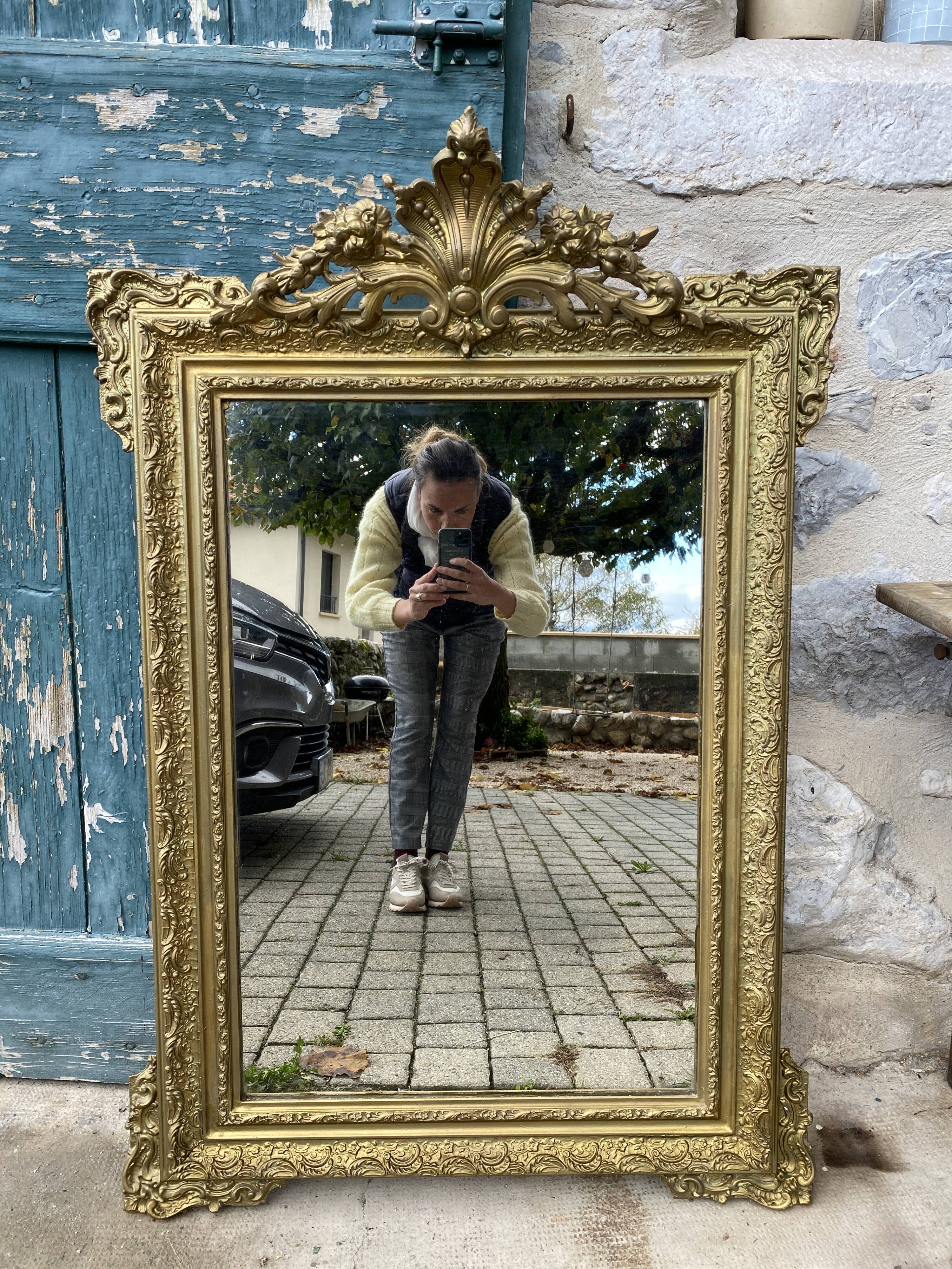 Old gilded mirror Napoleon III style