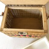 Low fishing box stool in rattan and skai