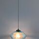 Art Deco pendant light in blue glass and brass