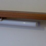 Pairb of Danish teak shelves with wall lights, 1960s