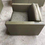 2-seater sofa and 2 armchairs set Pfister for Knoll khaki leather