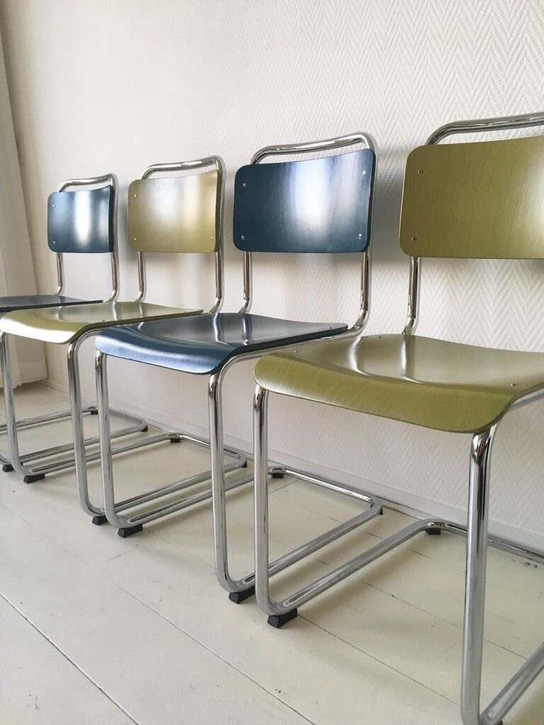 W.H. Gispen chairs, Model 101, Wood, Gebroeders van der Stroom, 2004