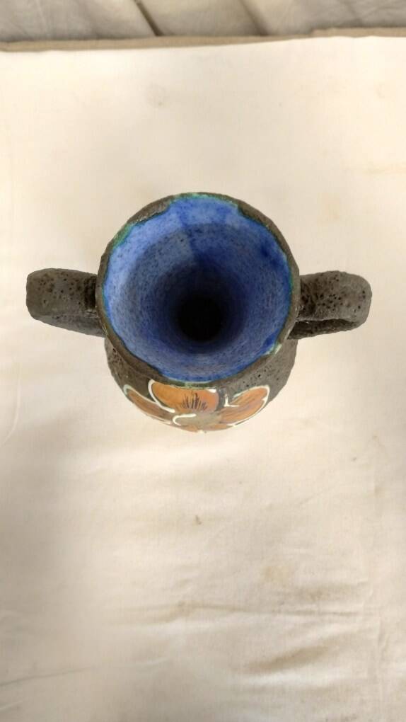 Two-handled vase with enamelled floral decor