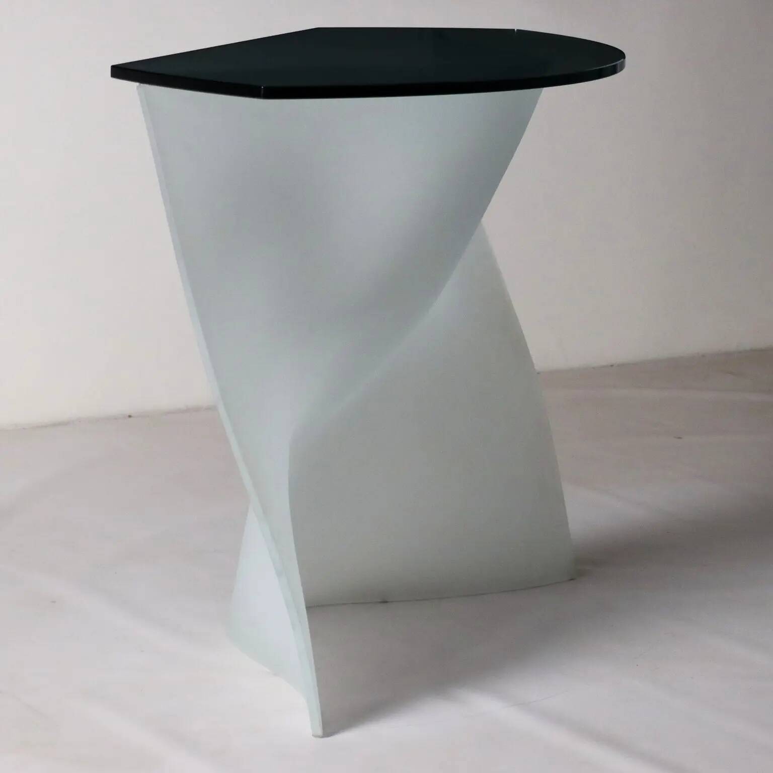 Vintage console in smoked glass and white design Italy 2000s