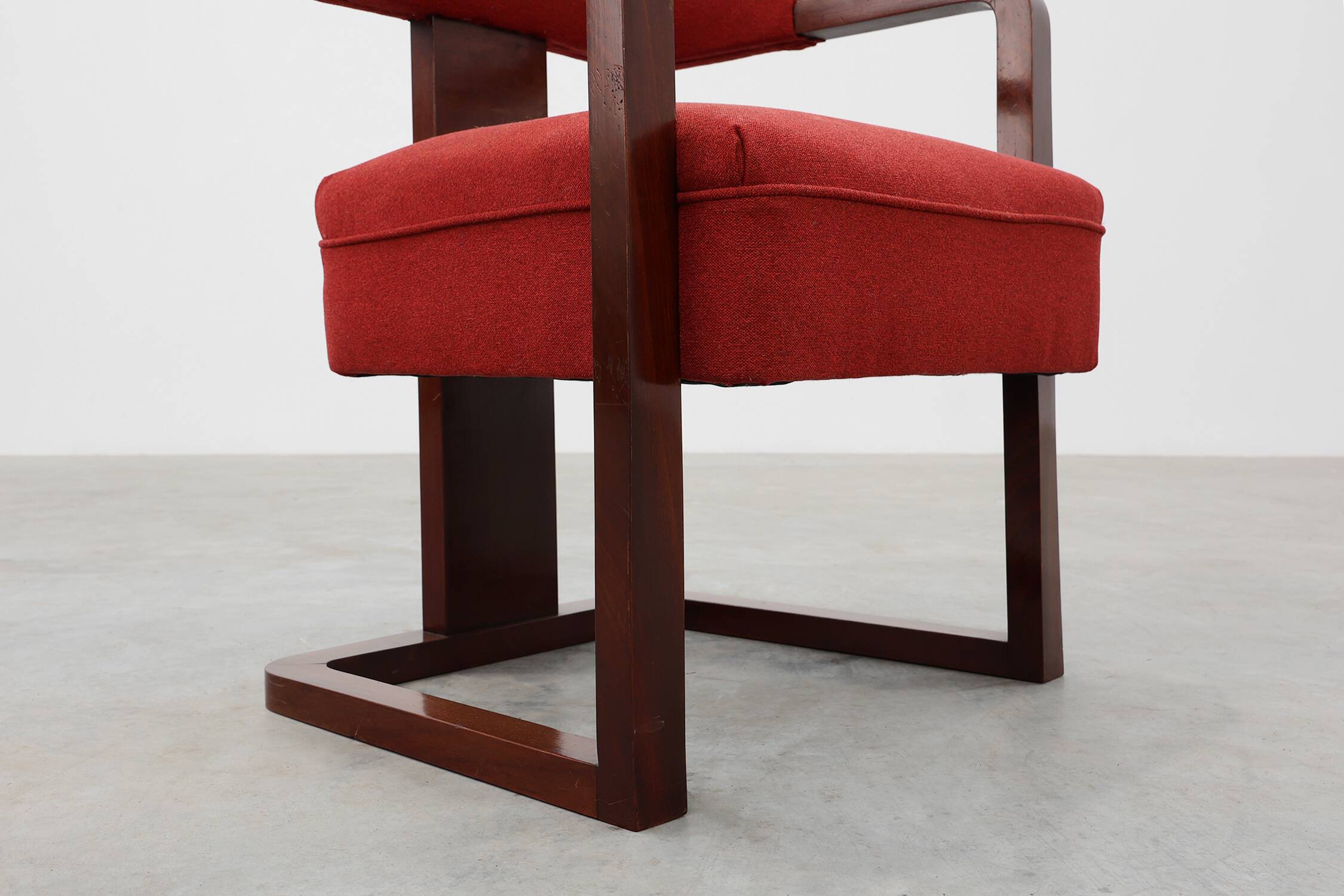 Art Deco red Reupholstered Chair, Belgium ca. 1920