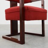 Art Deco red Reupholstered Chair, Belgium ca. 1920