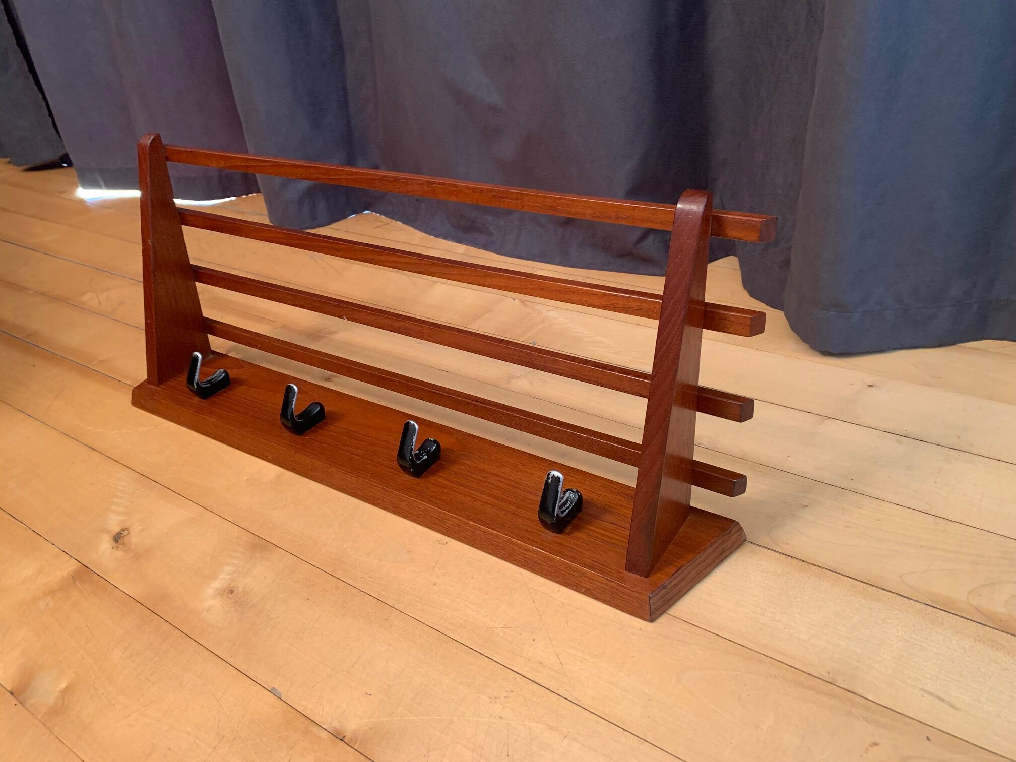 Teak wall coat rack, Denmark, 1960s