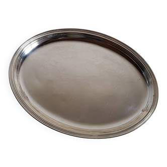 Small oval dish in silver-plated metal