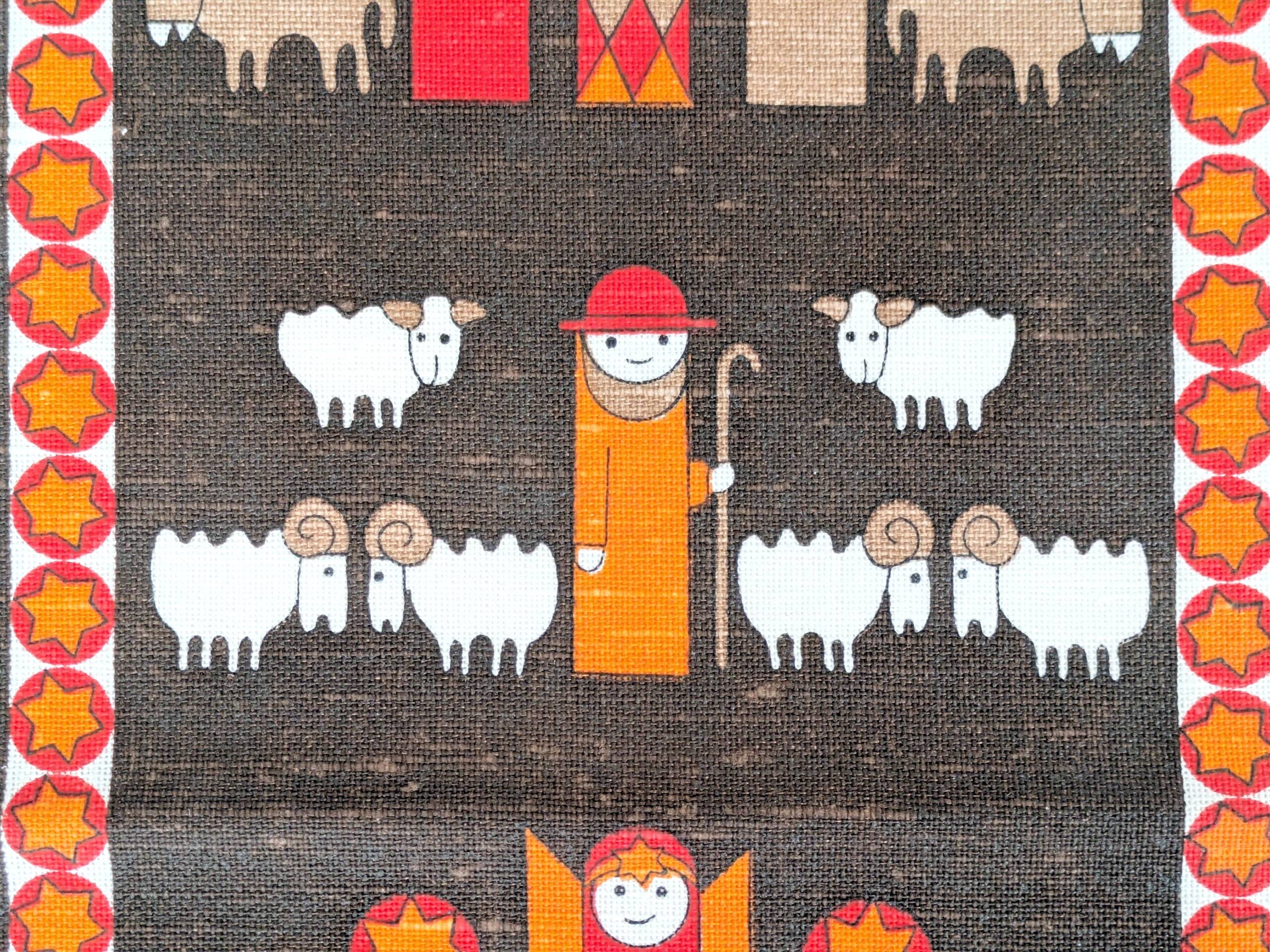 Södahl 1960s jute table runner, Nativity scene