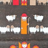 Södahl 1960s jute table runner, Nativity scene