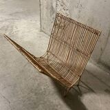 Rattan magazine rack from the 60s
