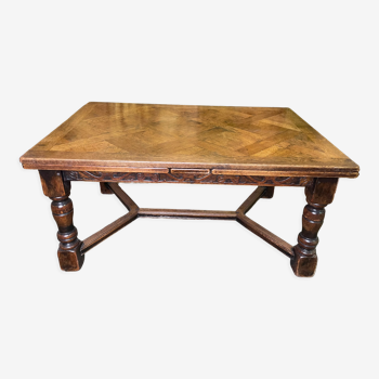 Table de ferme de style Louis XIII à allonges intégrées