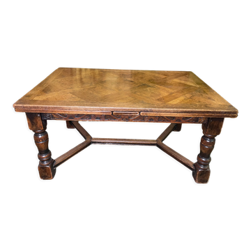 Table de ferme de style Louis XIII à allonges intégrées