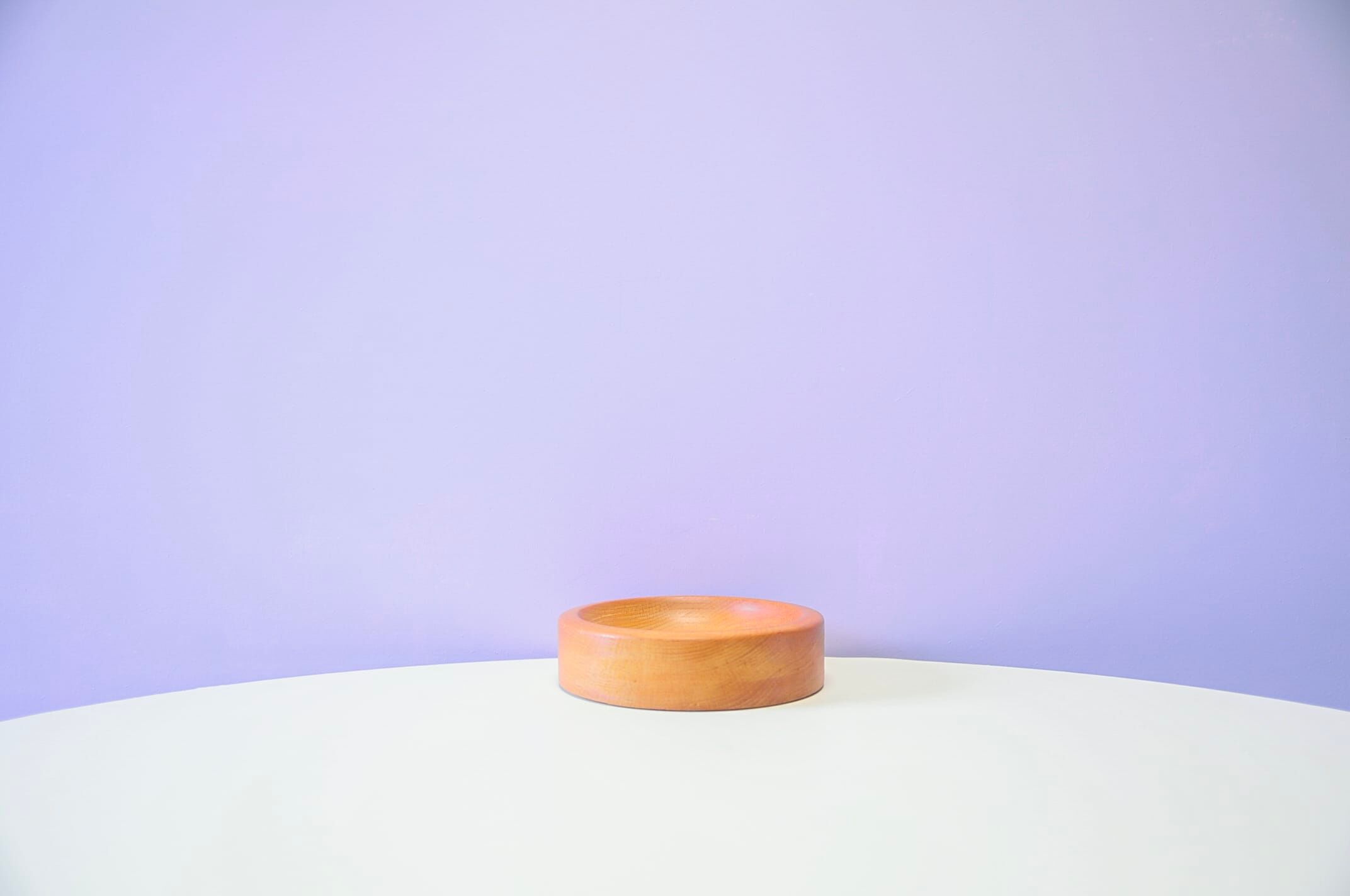 Vintage light wood brutalist bowl