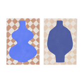 2 art prints with vases