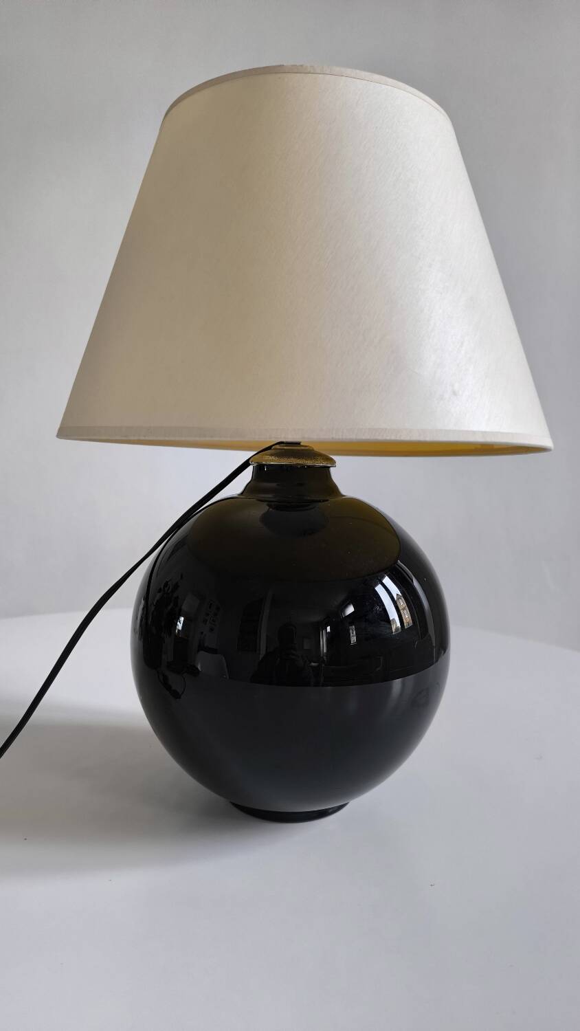 Black opaline ball lamp 1950