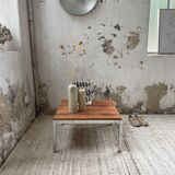 Walnut and modernist chrome coffee table