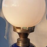 Ceramic lamp birds lyres on midnight blue background Napoleon III