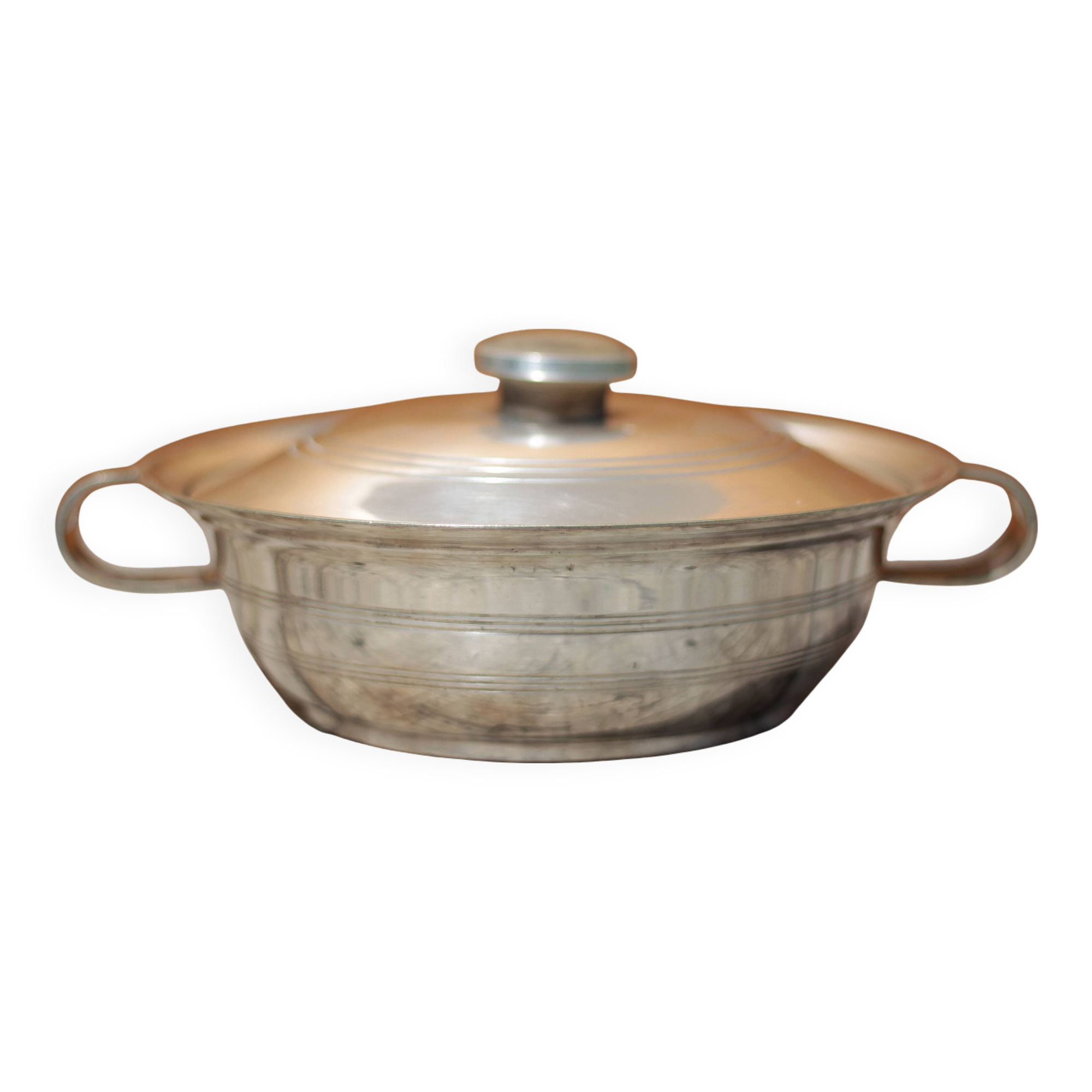 Silver-plated metal dish, Saglier brothers hallmark, silver-plated metal vegetable dish, art deco