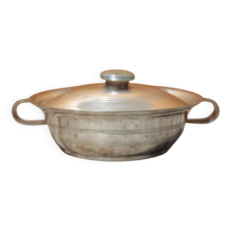 Silver-plated metal dish, Saglier brothers hallmark, silver-plated metal vegetable dish, art deco