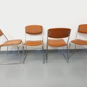 4 vintage sleigh chairs from the 70s, in designer chrome metal