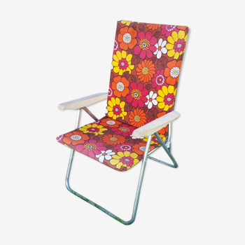 Vintage 70 "flower power" kettler folding long chair