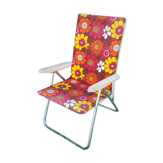 Vintage 70 "flower power" kettler folding long chair