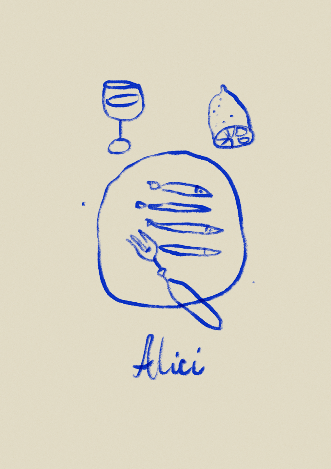 Anchovy -  Illustration giclee print, 50x70cm