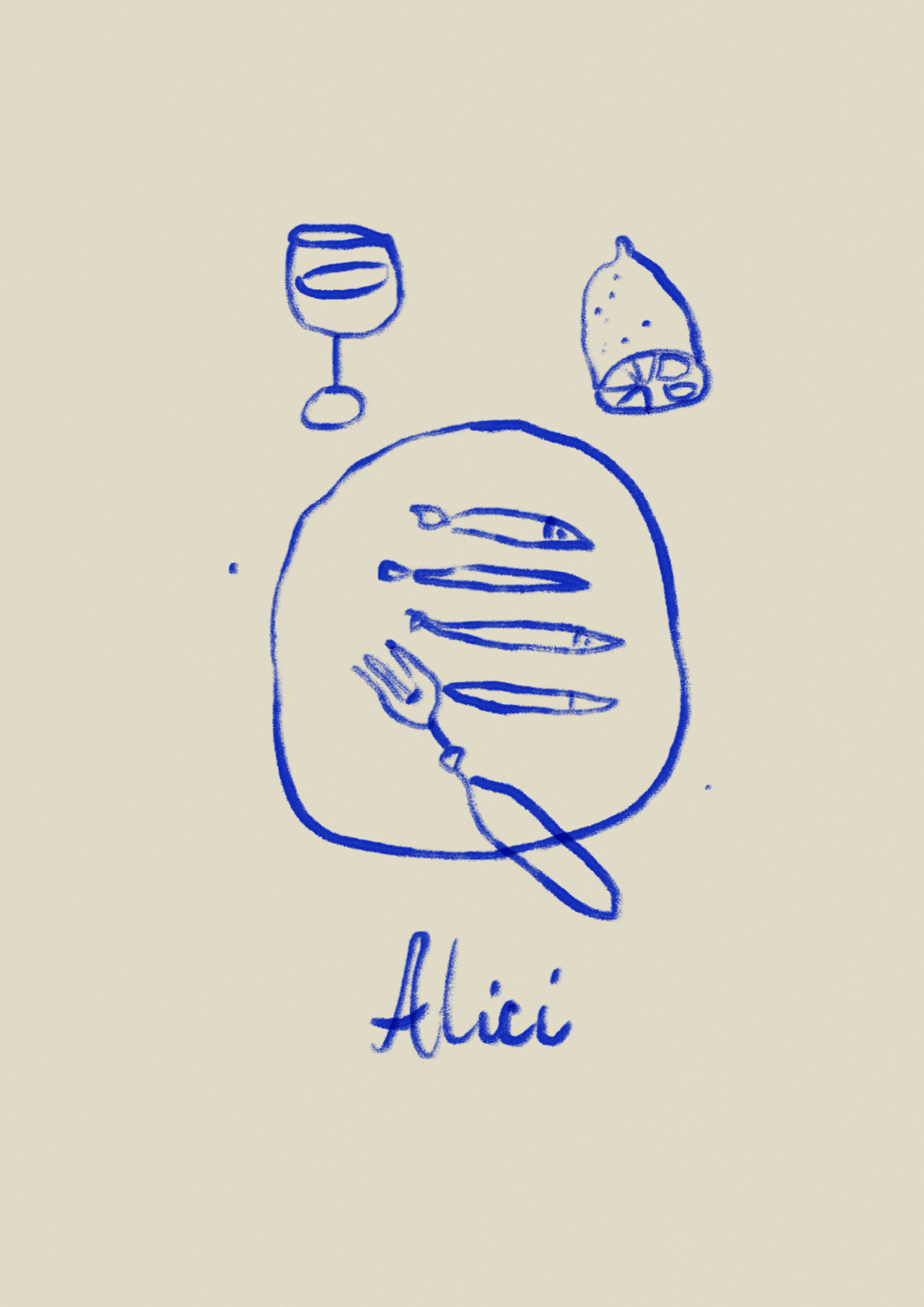 Anchois - Illustration tirage giclée, 50x70cm
