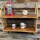Rattan & oak vintage wall shelf 60's Louis Sognot