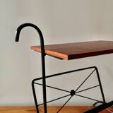 Vintage magazine rack and harness in wood and wrought iron