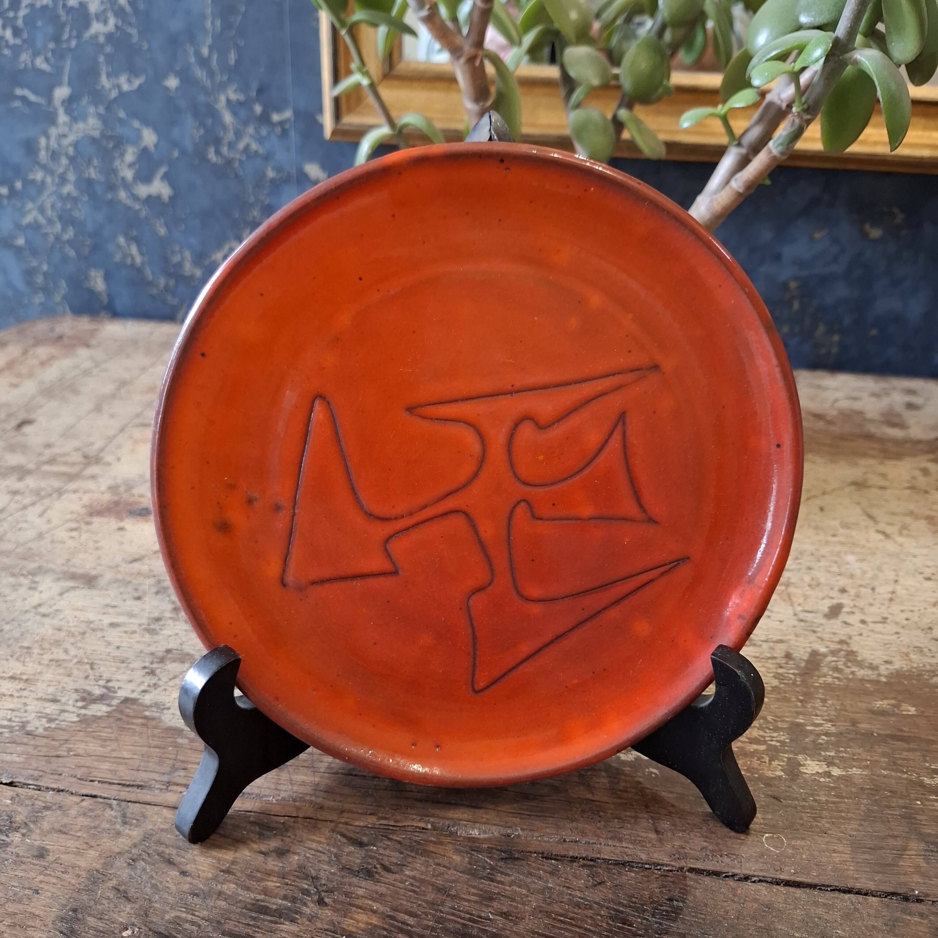 Juliette Derel enameled ceramic plate 1950