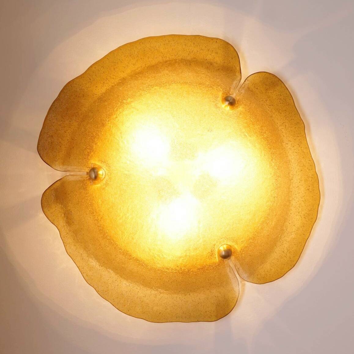 Grand plafonnier en verre de Murano en forme de fleur de Peill & Putzler, années 1970