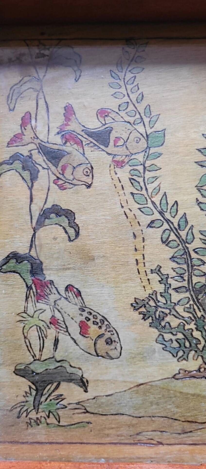 Engraved and painted plateau, Japonisme style 1900 - 1930