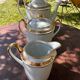 teapot, sugar bowl, cream jug, porcelain from Sologne, Larchevêque
