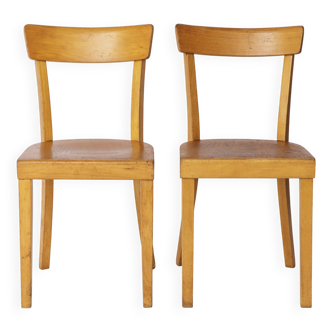 Paire de chaises de salle à manger Frankfurt des années 1950, Allemagne – Hêtre rénové